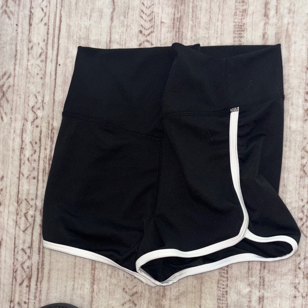 Women's Black Athletic Shorts with White Trim